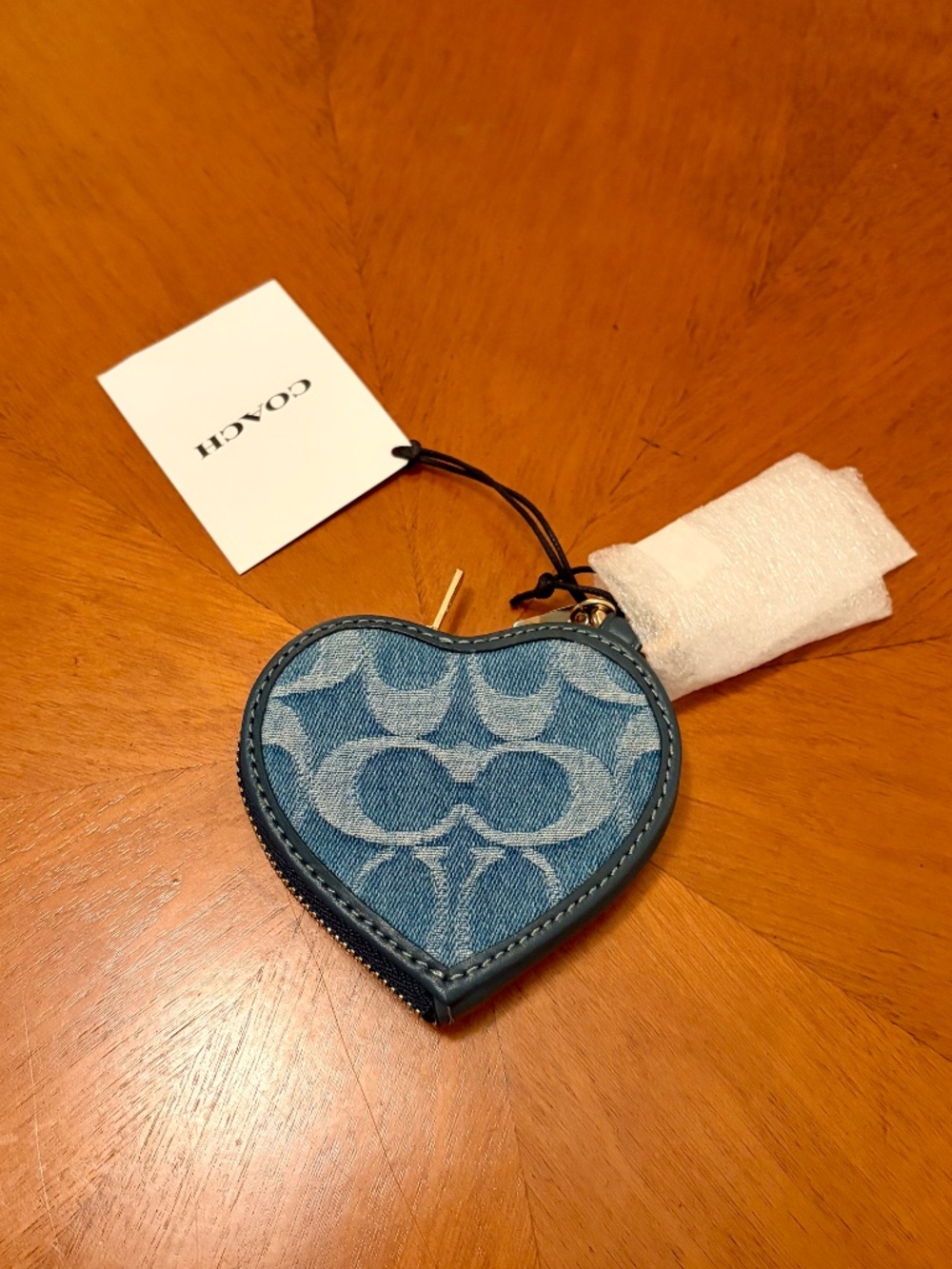 Coach Heart Bag Charm In Signature Denim - NWT - Picture 3 of 9